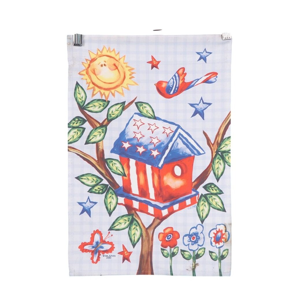 Patriotic Birdhouse Summer Garden Flag Sun Stars Bird 12X18 Outdoor Toland 2080